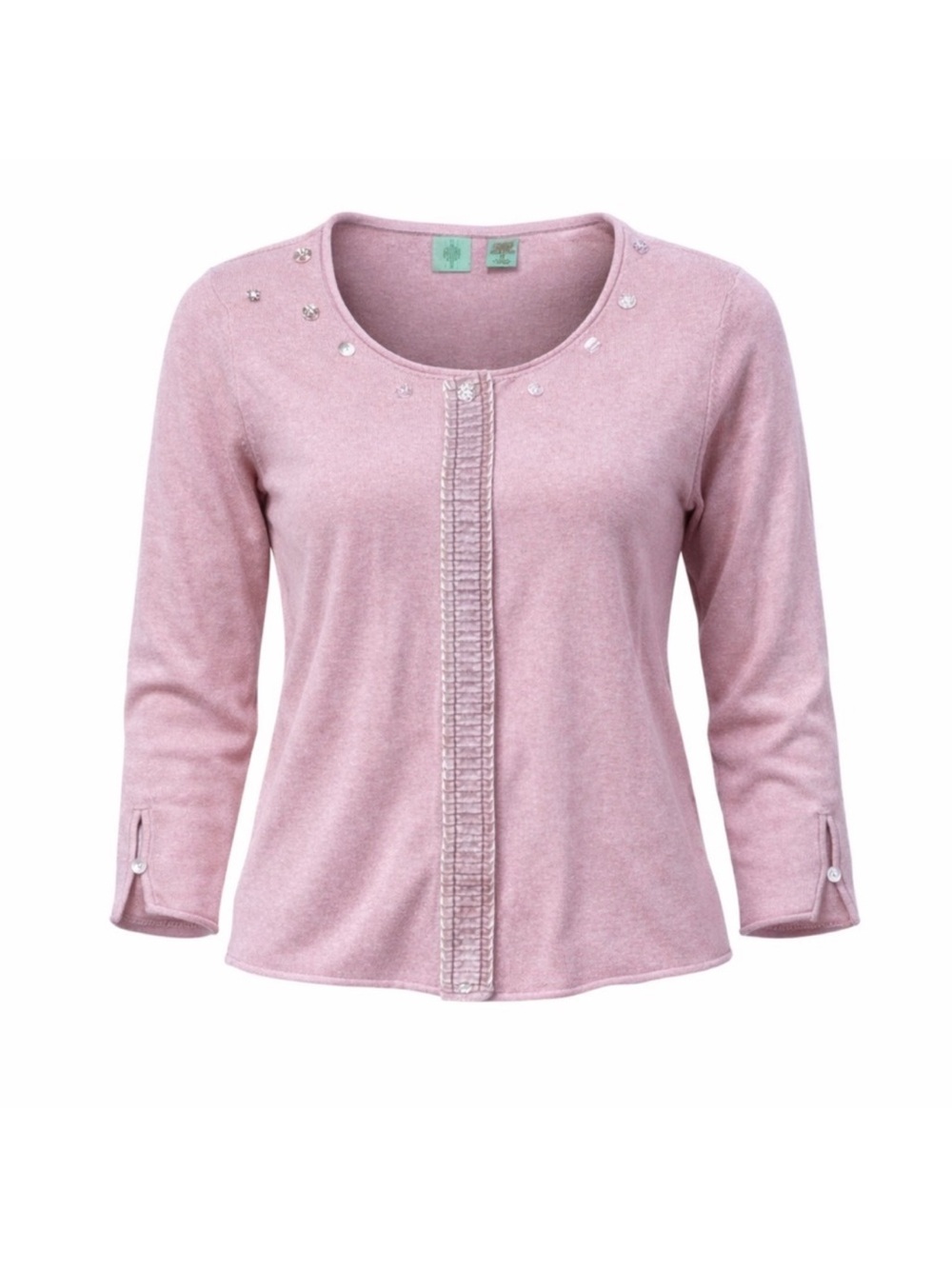 HWR Monogram Anthropologie Blush Pink Angora Ruffle Cardigan Size M
